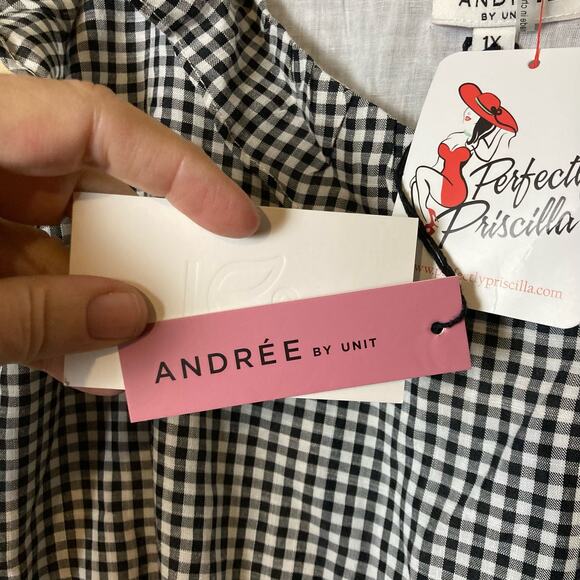 NWT Andree Gingham Off Shoulder Dress Size 1X - Picture 5 of 12